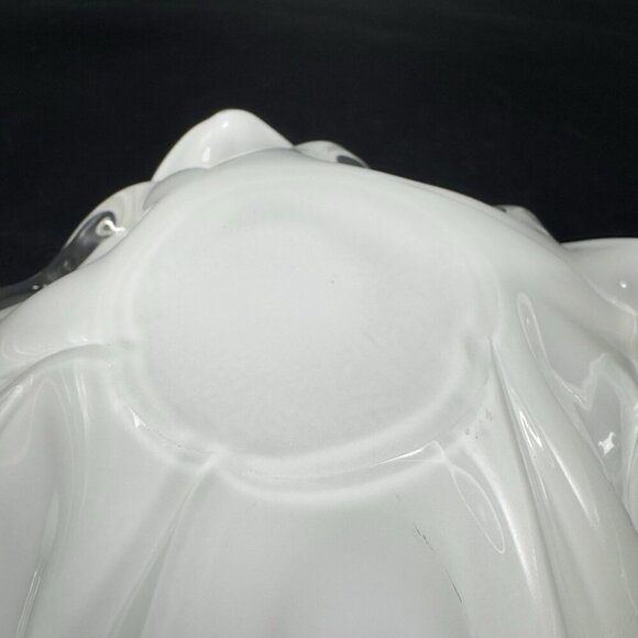 Venetian Murano Glass Folded Edges Ashtray Dish Bowl White Magenta Center Italy - Picture 4 of 16